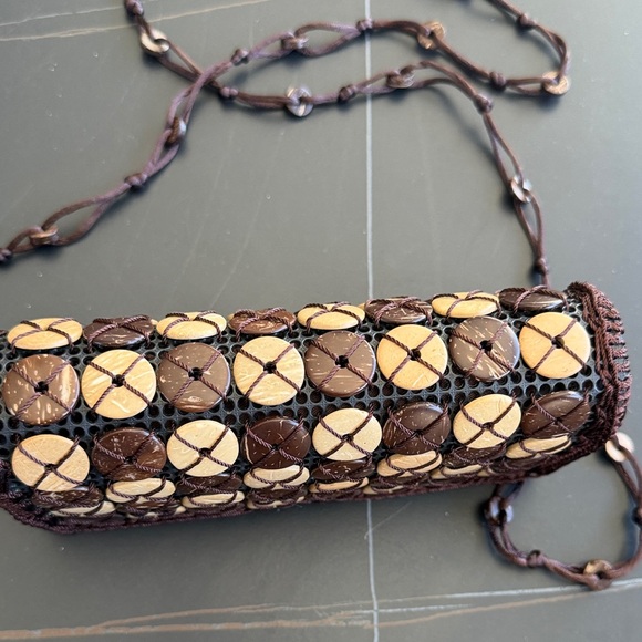 Brown and Tan Woven (Coconut Shell) Women's Bag - Picture 4 of 4
